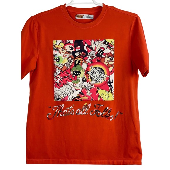Looney Tunes Mania Other - 00758 Looney Tunes Orange Graphic‎ T Shirt Bugs Bunny Marvin The Martian Mens L